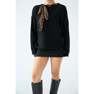 Black Sweater with Scarf Collar - Product Image 3