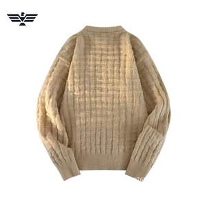 Último suéter de cuello redondo de algodón 100% cálido de primera calidad para hombres, suéter de invierno antiarrugas y antiencogimiento, patrón frontal ODM OEM Bienvenido - Product Image 5