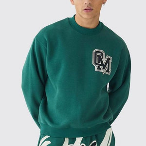 เสื้อสเวตเชิ้ตคอกลมพิมพ์ลายตัวอักษรสีเขียวสำหรับผู้ชาย ชุดวอร์มขายาวลำลองทรงหลวมสำหรับผู้ใหญ่ ใส่ได้ในฤดูใบไม้ร่วง ผลิตจากผ้าฝ้าย 100% - Product Image 4