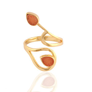 Explosivos estilo las mujeres anillo de naranja natural azúcar druzy chapado en oro anillo doble ajustable piedra hecho a mano, anillo para regalo - Product Image 1