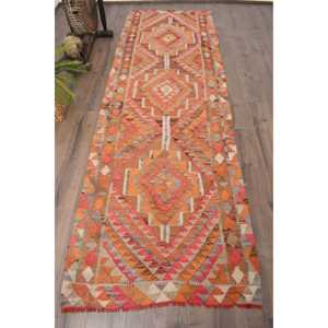 Alfombra Vintage de 3.3x10.1 pies, Alfombra Marroquí Naranja Turca - Product Image 1