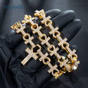 Men's 925 Silver 14K Gold Plated 15mm <b>Moissanite</b> Diamond Micro Pave Ankh Link <b>Chain</b> Stylish Men's Necklaces - Product Image 4