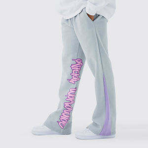 กางเกงแฟชั่นบานลําลองผู้ชายใหม่ที่กําหนดเอง / คุณภาพดีที่ดีที่สุดสีธรรมดาทํามือผู้ชายกางเกงวอร์มบาน - Product Image 1