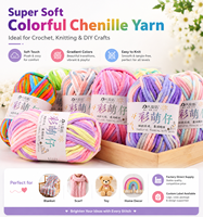 Fil de velours chenille 100% acrylique, doux, faible peluchage, haute résistance, pour tricot à la main, crochet, couverture pour bébé, bricolage, artisanat, coloré