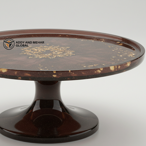 Support à gâteau rond en résine marron élégant, design écologique non toxique, passe au lave-vaisselle, plat de service contemporain pour gâteaux et friandises - Product Image 3