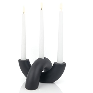 Soporte de vela cónico negro moderno, portavelas de aluminio de Metal sólido, Decoración de mesa para decoración de iluminación Interior Premium - Product Image 1