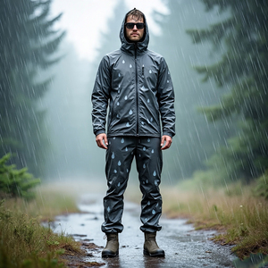 Ropa de calle impermeable para hombre, chándal cortavientos, chaqueta de nailon con cremallera, pantalones de lluvia, trajes cortavientos para hombre - Product Image 1