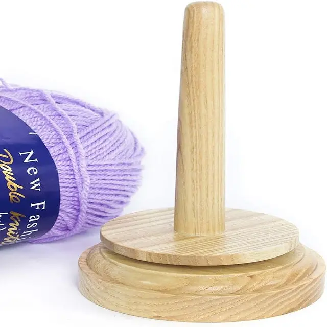 Support de fil en bois avec mécanisme de torsion Support d'enroulement de fil au crochet rotatif Base en bois