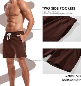 <b>Men's</b> 100% Cotton Hip Hop Worsted <b>Shorts</b> Casual Elastic Waist Drawstring Lightweight Workout <b>Lounge</b> Beach Jersey Sweat - Product Image 2