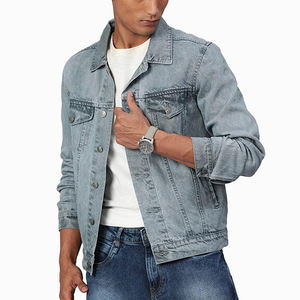 Nouvelle arrivée Veste bomber en denim pour homme Coupe ajustée Col montant Coupe-vent Respirante Durable Mode extérieure - Product Image 1