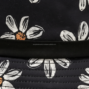 Chapeau Bob Unisexe Noir à Imprimé Marguerites en Coton, Casquette de Pêcheur Florale pour l'Été, Protection Solaire Extérieure, Tendance, Pliable, Plage - Product Image 4