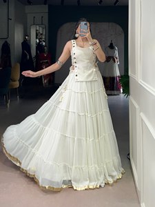 Colección de Lehenga Choli Estilo Gujarati, Color Brillante, Seda Georgette, Trabajo Original con Espejo Gamthi, para Bodas y Fiestas de Mujeres - Product Image 3
