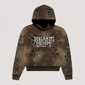 Sweat à capuche oversize en coton de haute qualité 500GSM sérigraphie personnalisée High Street quantité minimale de commande bas polaire pour hommes - Product Image 3