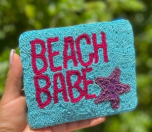 Monedero con cuentas de semillas de bebé de playa para monedas y pequeños elementos esenciales, un regalo perfecto para mujeres que aprecian la artesanía hecha a mano - Product Image 1