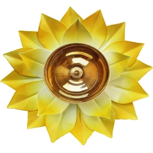 High Quality <b>Brass</b> Handmade Akhand Joti Diya Floral Design Pooja Thali Diwali Home & Temple Decor Religious Gifting <b>Lantern</b> - Product Image 2