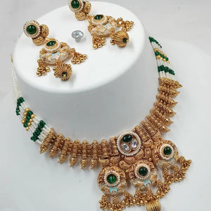 <b>INDIAN</b> TRADITIONAL and FASHIONABLE COPPER JEWELLERY BRIDAL WEDDING JEWELLERY <b>SET</b> for WOMEN EARRINGS and NECKLACE <b>SET</b> - Product Image 1