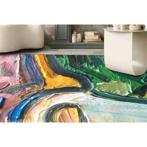 Alfombra con Diseño Colorido: Inspirada en el Arte Moderno, Lavable a Máquina, Alfombra Delgada de Tela No Tejida - Product Image 1