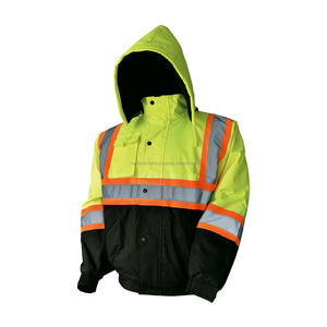 Chaqueta de trabajo de seguridad con aislamiento de alta visibilidad, bombardero de talla grande, Abrigo con capucha impermeable reflectante, forro polar térmico fluorescente para - Product Image 1
