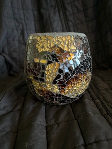 Porte-bougie en verre mosaïque Partylite, Porte-bougie votif en verre mosaïque Global Fusion. Tout neuf. Dans son emballage d'origine - Product Image 3