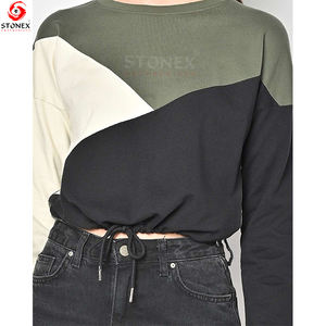 Sudadera recortada de tamaño XS de lujo para mujer, peso ligero, moda de invierno, cuello redondo, técnicas estampadas de punto, lona informal ODM - Product Image 4