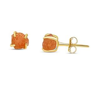 5-7mm Genuine Raw Sunstone Stud <b>Earrings</b> Handmade 925 Sterling Silver Classic Gold Plating Natural Bulk Jewelry for Women - Product Image 1