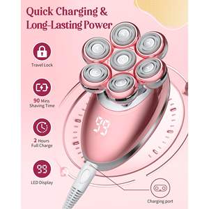 Rasoir Électrique Rotatif 7D Sans Fil IPX7 pour Femme, Épilateur Facial, Tondeuse pour Maillot de Bain, Bras, Aisselles, Jambes, Remplacement pour Femme - Product Image 4