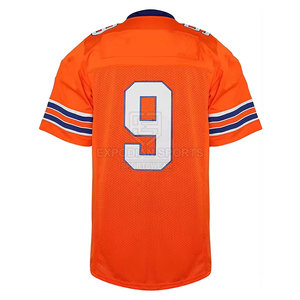 เสื้อฟุตบอลอเมริกันสีส้มสำหรับผู้ชาย คอวี แขนสั้น ผ้าตาข่าย ระบายอากาศได้ดี หมายเลข 9 แบบกำหนดเอง ชุดทีม ทรงปกติ ไซส์พลัส - Product Image 2