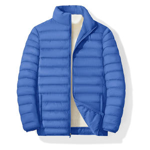 แจ็กเก็ตขนเป็ดผู้ชายแบบมีกระเป๋าด้านหน้ามีซิปสีฟ้าเสื้อแจ็คเก็ตขนเป็ดแบบมีกระเป๋า - Product Image 1