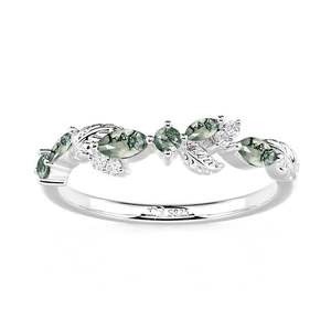Bague de mariage Jeulia plaquée or rose avec agate mousse feuille de nuit d'été pour femme - Product Image 2