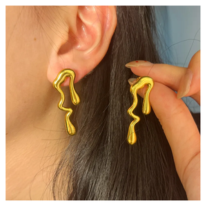 ต่างหูแฟชั่นทรงหยดน้ำทำจากโลหะสุดสร้างสรรค์ต่างหูเม็ดหยดน้ำสำหรับผู้หญิงต่างหูยาวทรงเรขาคณิตสีทองแนววินเทจ - Product Image 2