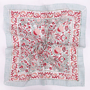 Bandana en coton floral fait main, léger, écologique, respirant, à nouer, en tissu doux imprimé au bloc, lavable, toutes tailles - Product Image 4