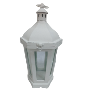 Linterna de hierro de Metal decorativa para sala de estar, soporte de vela con acabado de lavado blanco para boda y decoración del hogar hecho a mano - Product Image 1