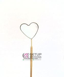 Nouveau style miroir de poche lumineux en acier inoxydable avec logo personnalisé pour extensions de cils, design cœur en diamant plasma doré, outils de beauté - Product Image 3