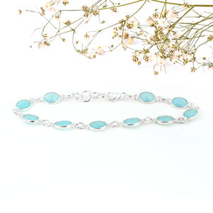 Pulsera de piedras preciosas de amazonita de Plata de Ley 925 con incrustaciones de ajuste de bisel Pulsera de moda Pulsera única para regalo de boda. - Product Image 3
