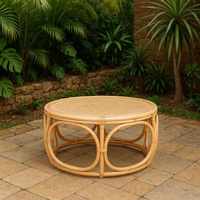 Meilleur choix : Table basse ronde en rotin et verre, design moderne vietnamien, pour salon, bureau et hôtellerie