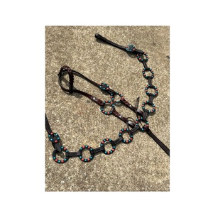 ชุดหมุดตกแต่งหนังแท้แบบตะวันตกที่คาดศีรษะและปลอกคอหน้าอกสำหรับขับขี่จากอินเดีย - Product Image 1