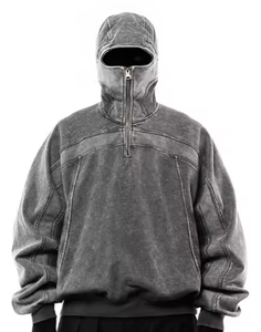 Vente en gros en vrac de couverture de visage masqué éponge française lavé à l'acide 100% coton sweats à capuche vierges - Product Image 3