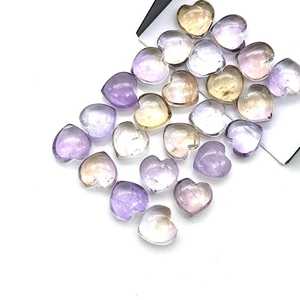 Perles de cœur en amétrine, pierres précieuses lisses, breloques en forme de cœur pour la fabrication de bijoux - Product Image 3