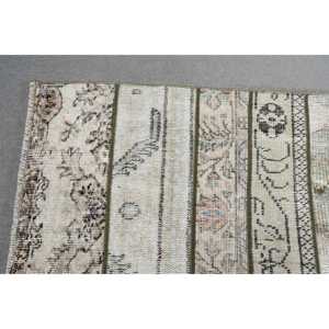 Alfombra Turca de 2,9x13,2 pies, Alfombra, Alfombra Blanca con Estampado Animal de Lana - Product Image 4