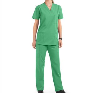 Infirmière médicale pour femmes gommages uniforme col en V tissu tricoté avec poches costume de gommage d'hôpital - Product Image 1