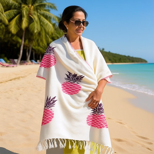 Toalla Peshtemal de Tela de Rizo Estampada DAFNI BIG PAZAR - Secado Rápido, Algodón y Fibra de Bambú, 300g/m, 180cm, Tejida - Product Image 2