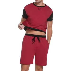 Conjunto de 2 Piezas 100% Algodón de Alta Calidad para Hombre, Conjuntos Cortos de Última Moda, Ropa Deportiva para Hombre, Camiseta y Pantalones Cortos - Product Image 2