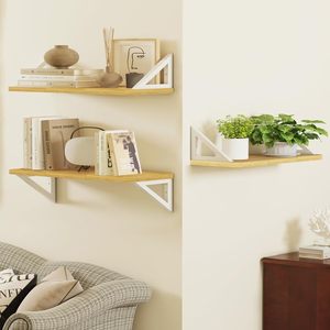 Set Van <span class=keywords><strong>2</strong></span> Aan De Muur Zwevende Planken 23.6 Inch, Houten Wandgemonteerde Boekenplank Hangende Plank Organizer Met Zware Beugels - Product Image 2