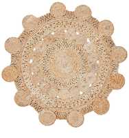 Design pour votre salon, tapis en chanvre et 4x4, tapis rond antidérapant de couleur marron pur