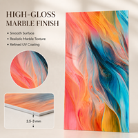 Panneau mural décoratif en PVC brillant MORLENX, motif marbre abstrait coloré, pour les intérieurs commerciaux modernes