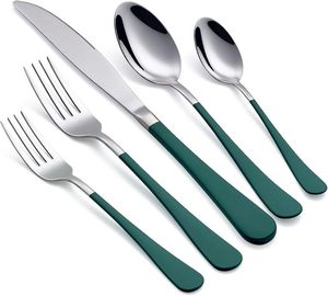 Plain Handle Silver Color Plated Finished Stainless Steel Flatware <b>Dishwasher</b> Safe Cutlery For Home Wedding Use Set Of 5 Pcs - Product Image 1