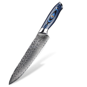Venta al por mayor personalizado de alta calidad OEM ODM servicio profesional japonés Damasco cocina Chef cuchillo ambidiestro acabado cepillado - Product Image 1