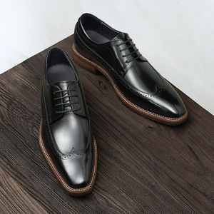 รองเท้าหนังกลับนิ่มแบบ Brogue ขอบเจาะรู พื้นรองเท้าน้ำหนักเบา รองเท้าลำลองสำหรับผู้ชาย รองเท้าแฟชั่น - Product Image 2