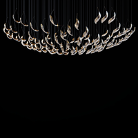 Lustre de plafond design fait sur mesure pour hall d'hôtel salle à manger lustres d'éclairage de feuille de métal or argent de luxe