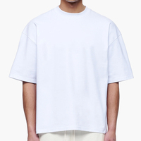 Haute qualité 100% coton Boxy recadrée T-Shirt uni personnalisé surdimensionné poids lourd séchage rapide goutte épaule conception blanc